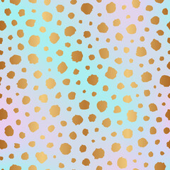 Wall Mural - Vector seamless pattern. Elegant dalmation gold dot texture. Irregular golden dots. Polkadot for design prints. Abstract polka background. Repeating contemporary delicate dot. Modern stylish backdrop