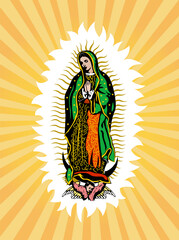 Wall Mural - Virgin of Guadalupe, Mexican Virgen de Guadalupe vector composition.