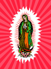 Wall Mural - Virgin of Guadalupe, Mexican Virgen de Guadalupe vector composition.