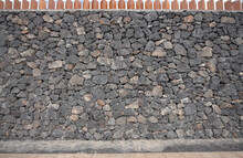 Background Wall Made Of Volcanic Rock. Lanzarote, Canary Island.