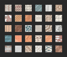 Set Of Seamless Pavement Texture Repeating Patterns Of Tiles