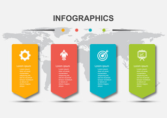 Wall Mural - Infographic design template with 4 steps and shadow