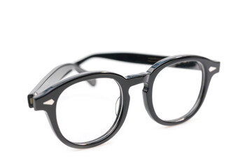 Black frame glasses on white background