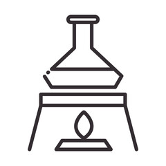 Poster - biology beaker on burner science element line icon style