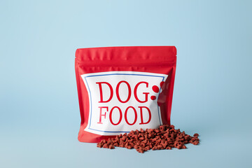 Wall Mural - Tasty pet food on color background