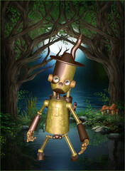 Wall Mural - 3d render of a toon tin man