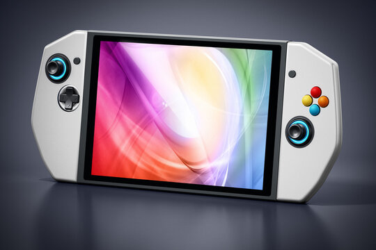 portable video game console isolated on black background. 3d illustration