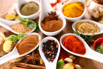 Canvas Print - allspices- set of spices and ingredients