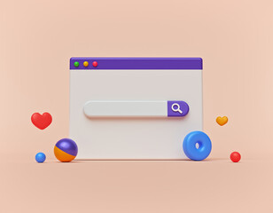 Aufkleber - browser online search concept. minimal design. 3d rendering
