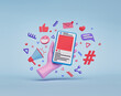 trendy social media design for advertising and promotion. 3d rendering