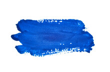 Blue Paint Stroke. A Stroke Of The Brush Across The Paper With Blue Watercolor