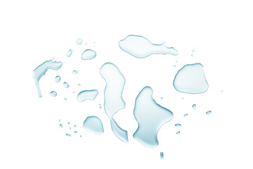 Wall Mural - real image, top view spilled water drop on the floor  isolated on white background