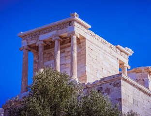 Wall Mural - Athena Nike ancient Greek temple on Acropolis hill, Athens Greece