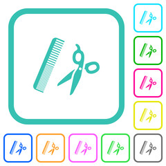 Poster - Comb and scissors vivid colored flat icons