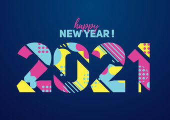 Fototapete - 2021 Vector horizontal background frame for text Modern Art graphics for hipsters. Merry Christmas and Happy New Year 2021 design elements for design of gift cards, brochures, flyers, posters.
