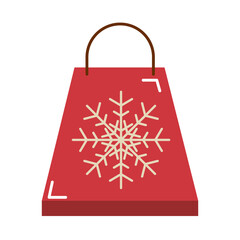 Sticker - merry christmas, shopping bag with snowflake decoration cartoon flat icon