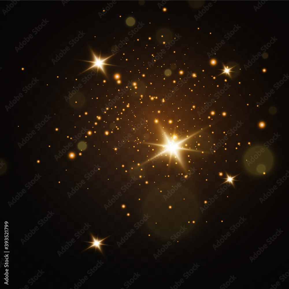 Christmas light effect. Sparkling magical dust particles.The dust ...