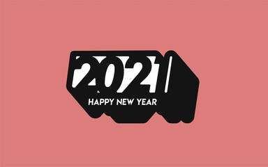 Happy New Year 2021 Text Typography Design Patter, Vector illustration.