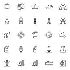 Wall Mural - Gas and oil industry line icons set. linear style symbols collection, outline signs pack. vector graphics. Set includes icons as derrick rig, crude oil barrel price, gasoline tank, jerry can, canister