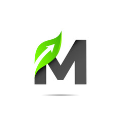 leaf logo with letter m concept, eco logo letter m