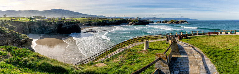 Sticker - view of the coast and beaches near Playa de Catedrales in Galicia