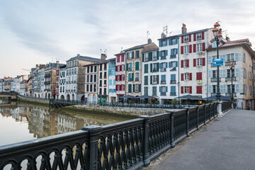 Sticker - views of nive river in bayonne with traditional houses at background