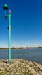 Green pole near coast, inland waterways, sign, navigator