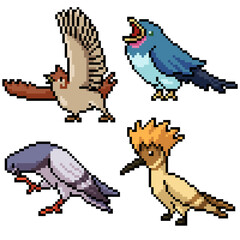 Sticker - pixel art set isolated wild bird