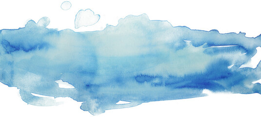 Watercolor stain stripe banner background element on white background.