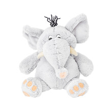 Soft Toy. Cute Gray Soft Plush Elephant On A White Background Isolated. Close Up.