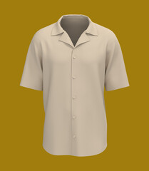 Short sleeve camp shirt mockup. 3d rendering, 3d illustration