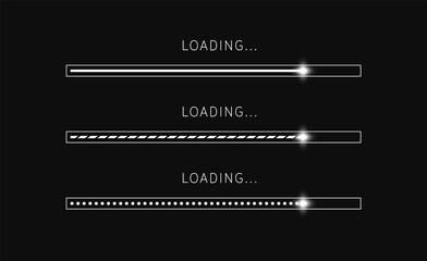 Sticker - Loading progress bar. Vector futuristic UI elements. Line and glow. Set of load progress bar.