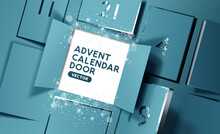Christmas Advent Calendar Door Opening To Reveal A Message. Realistic Vector Illustration.