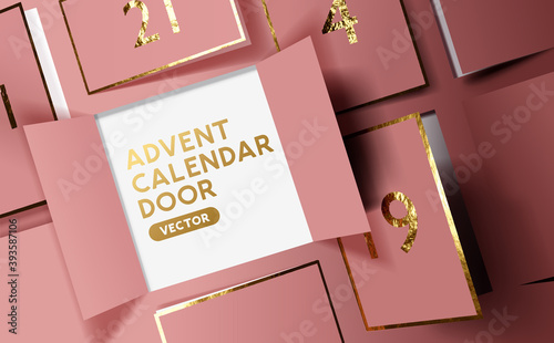 Fotomural Christmas advent calendar door opening to reveal a message