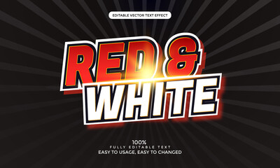 Poster - Red and White text effect. Editable font style vector for any web or print design.