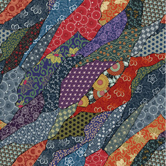 Poster - Traditional Japanese fabric patchwork wallpaper abstract vector  seamless pattern 
