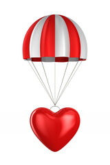 Wall Mural - heart and parachute on white background. isolated 3d illustration