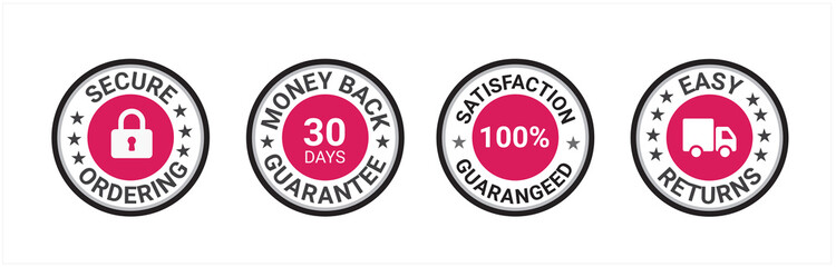 Canvas Print - Money back guarantee, Free Shipping Trust Badges ,Trust Badges