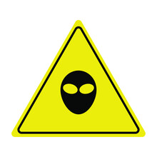 Flat Design Warning Sign Symbol For Alien Visiting Area