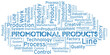 Promotional Products word cloud create with text only.