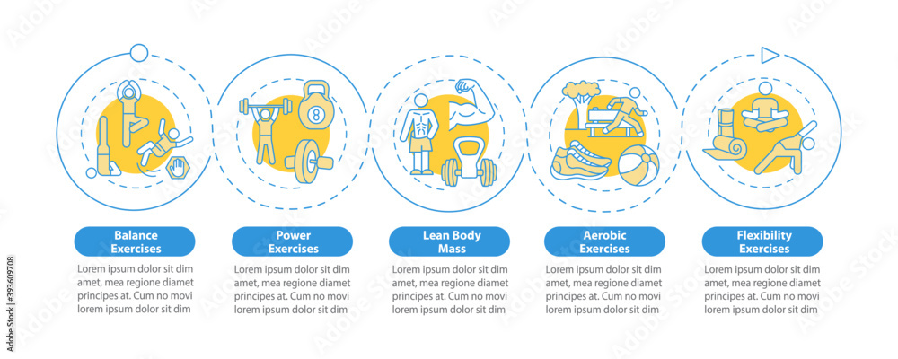 Exercise Progression Visuals Exercises vector infographic template. Fitness training. Physical ...
