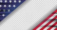 Cropped American Flag On Transparent Background. Modern Illustration.