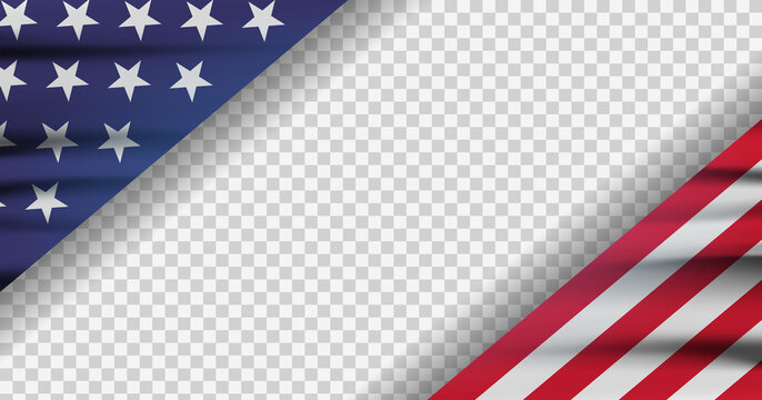 Wall Mural - Cropped american flag on transparent background. Modern illustration.