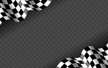 Banner With Waving Checkered Flag Along The Edges On A Transparent Background. Vector Illustration