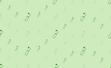 Seamless pattern of large and small green dynamite symbols. The elements are arranged in a wavy. Vector illustration on light green background