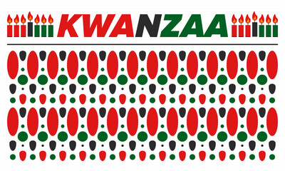 Kwanzaa Happy Celebration. African and African-American culture holiday. Seven days festival, celebrate annual from December 26 to January 1. Black history. Poster, card, banner and background. Vector