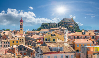 Wall Mural - Kerkyra, capital of  Corfu island, Greece. Old town landscape.