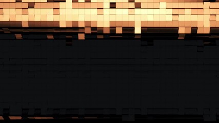 Aufkleber - Surface of black tiles with animation loop of tiles flipping to the golden side following the wave from bottom to top. Seamless geometric 3d render background with noise motion pattern. 4k UHD