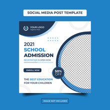 School Admission Social Media Template  Post Corporate  Banner. Kids Back To School Square Business Flyer Poster Layout Ads.