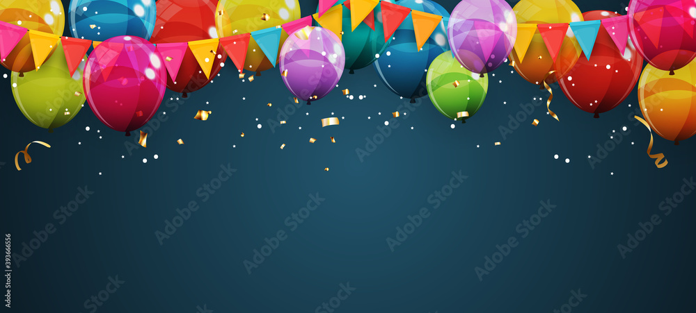 Abstract Holiday Background with Balloons. Can be used for advertisment, promotion and birthday card or invitation. Vector Illustration - obrazy, fototapety, plakaty 